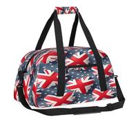 Sports Gym Bag with Front Zipper Pocket for School Practice or Overnight Travel Weekender Sleepover Tote Bag, British Flag United Kingdom UK London, 18.9"L x 8.7"W x 7"10.6"H