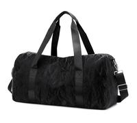 Sports Gym Bag with Shoes Compartment, Travel Duffle Bag for Women Men Carry On Weekender Bag with Dry Wet Separated Pocket Overnight Tote Personal Item Bag for Travel Yoga Dance, Black