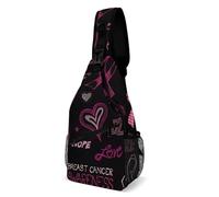 Sports Gym Daypack Breast Cancer Awareness Hand Draw Hope Blackout Chest Crossbody Outdoor Shoulder Pack For Hiking, Camping, Travel