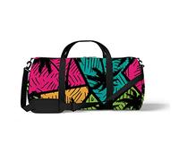 Sports Gym Duffle Bag for Yoga Dancing, Overnight Weekender Travel Bag Abstract Palm Trees, Workout Carry On Shoulder Bag for Women Men