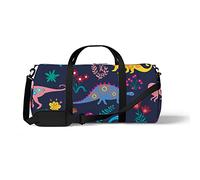 Sports Gym Duffle Bag for Yoga Dancing, Overnight Weekender Travel Bag Colorful Abstract Dinosaurs, Workout Carry On Shoulder Bag for Women Men