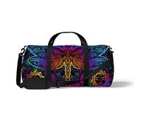 Sports Gym Duffle Bag for Yoga Dancing, Overnight Weekender Travel Bag Colorful Dragonfly Pattern, Workout Carry On Shoulder Bag for Women Men