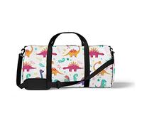 Sports Gym Duffle Bag for Yoga Dancing, Overnight Weekender Travel Bag Cute Colorful Dinosaurs, Workout Carry On Shoulder Bag for Women Men