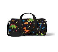 Sports Gym Duffle Bag for Yoga Dancing, Overnight Weekender Travel Bag Dino Rock and Roll, Workout Carry On Shoulder Bag for Women Men