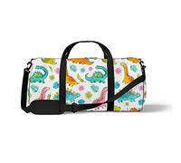 Sports Gym Duffle Bag for Yoga Dancing, Overnight Weekender Travel Bag Dinosaurs Scandinavian Style, Workout Carry On Shoulder Bag for Women Men