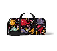 Sports Gym Duffle Bag for Yoga Dancing, Overnight Weekender Travel Bag Elephants Birds Flowers, Workout Carry On Shoulder Bag for Women Men