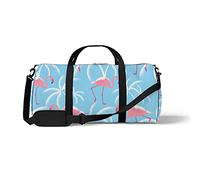 Sports Gym Duffle Bag for Yoga Dancing, Overnight Weekender Travel Bag Flamingo Palm Trees, Workout Carry On Shoulder Bag for Women Men