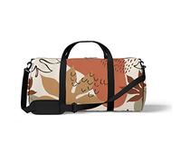Sports Gym Duffle Bag for Yoga Dancing, Overnight Weekender Travel Bag Leaves Silhouettes Line, Workout Carry On Shoulder Bag for Women Men