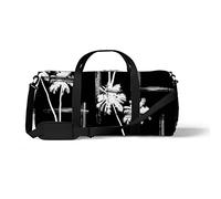 Sports Gym Duffle Bag for Yoga Dancing, Overnight Weekender Travel Bag Monochrome Tropical Pattern, Workout Carry On Shoulder Bag for Women Men