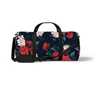 Sports Gym Duffle Bag for Yoga Dancing, Overnight Weekender Travel Bag Red Rose Pink Orchid, Workout Carry On Shoulder Bag for Women Men