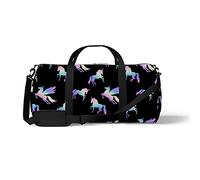Sports Gym Duffle Bag for Yoga Dancing, Overnight Weekender Travel Bag Running Horses Neon Unicorn, Workout Carry On Shoulder Bag for Women Men