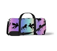 Sports Gym Duffle Bag for Yoga Dancing, Overnight Weekender Travel Bag Running Horses Neon, Workout Carry On Shoulder Bag for Women Men