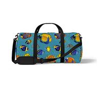 Sports Gym Duffle Bag for Yoga Dancing, Overnight Weekender Travel Bag Underwater Caribbean Fishes, Workout Carry On Shoulder Bag for Women Men