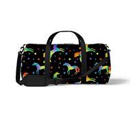 Sports Gym Duffle Bag for Yoga Dancing, Overnight Weekender Travel Bag Unicorn Silhouettes Rainbow, Workout Carry On Shoulder Bag for Women Men