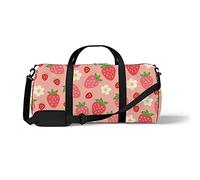 Sports Gym Duffle Bag for Yoga Dancing, Overnight Weekender Travel Bag Wild Strawberries Flowers, Workout Carry On Shoulder Bag for Women Men