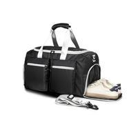 Sports Gym Duffle, Weekender & Overnight Bag with Wet Pocket, Shoe Compartment & Carry-On Travel Feature - Black