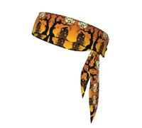 Sports Head Tie Bandanas - Unisex Black Tree Owl Pumpkin Head Print Workout Hair Band, Athletic Sweatbands Summer, Cycling, and More