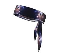 Sports Head Tie Bandanas - Unisex Earth and Moon Print Workout Hair Band, Athletic Sweatbands Summer, Cycling, and More