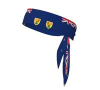 Sports Head Tie Bandanas - Unisex Flag of the Turks and Caicos Islands Print Workout Hair Band, Athletic Sweatbands Summer, Cycling, and More