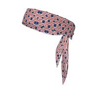 Sports Head Tie Bandanas - Unisex red white star stripe flag Print Workout Hair Band, Athletic Sweatbands Summer, Cycling, and More