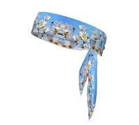 Sports Head Tie Bandanas - Unisex Wild White Daisy Flower Print Workout Hair Band, Athletic Sweatbands Summer, Cycling, and More