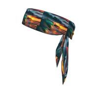 Sports Head Tie DLXW Beach Maui Hawaii Sunset Sea Waves Clouds Prints Quick Drying, Moisture Wicking for Women, Girls, and Men, Workout. Lightweight, Breathable