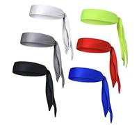 Sports Head Tie Headband, Moisture Wicking Sweatband for Men Women, Quick Dry Breathable Headwrap for Running Gym Tennis Yoga Cycling with Washable Stretchy 100 Percent Po (White)