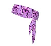 Sports Head Tie HYTTER Purple Butterfly Prints Quick Drying, Moisture Wicking, Multifunctional Athletic Band for Women and Men