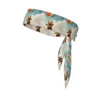 Sports Head Tie YYHWHJDE Bear Chasing Balloons Pattern Quick Drying, Moisture Wicking for Women, Girls, and Men, Workout. Lightweight, Breathable