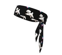 Sports Head Tie YYHWHJDE Bichon Chasing Balloons Pattern Quick Drying, Moisture Wicking for Women, Girls, and Men, Workout. Lightweight, Breathable