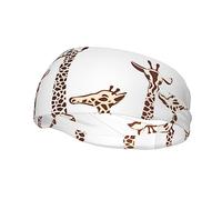 Sports Headband,Cute Wild Cartoon Giraffes Printed Sweatband,Headwear Head Band,For Football, Basketball,Soccer,Tennis,Yoga And Golf