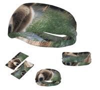Sports Headband for Men Women,Moisture Wicking Sweat Bands Stretchy Workout Non Slip Headbands A mother and a cub bears Hairband for Running Yoga Cycling Workout