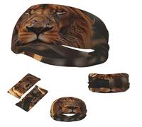 Sports Headband for Men Women Moisture Wicking Sweatbands Lion Image Breathable Running Sweat Bands Stretchy Workout Hairband for Cycling Fitness Gym Yoga
