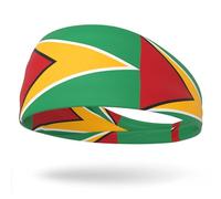 Sports Headband for Women Men, Guyana Flag Pattern Sweat Wicking Head Bands Hair Wrap Bands for Workout Running Fitness Fashion Sweatband Gift