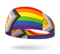 Sports Headband for Women Men, Intersex Progress Pride Rainbow Flag Pattern Sweat Wicking Head Bands Hair Wrap Bands for Workout Running Fitness Fashion Sweatband Gift