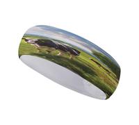 Sports Headband Sweat Headbands Cows Grazing Printed Workout Headbands Elastic Soft Fashion Headband Absorb for Yoga Working Out Travel