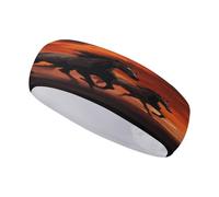Sports Headband Sweat Headbands Horses Red Glowing Clouds Printed Workout Headbands Elastic Soft Fashion Headband Absorb for Yoga Working Out Travel