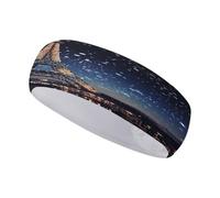 Sports Headband Sweat Headbands Night Paris Eiffel Printed Workout Headbands Elastic Soft Fashion Headband Absorb for Yoga Working Out Travel