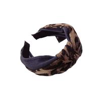 Sports Headband Woman's Fabric Hair Accessories Simple Leopard Print Solid Color Contrast Knotted Wide-brimmed Hairband Headband(Blue)
