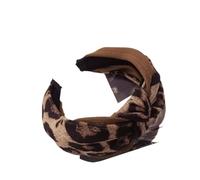 Sports Headband Woman's Fabric Hair Accessories Simple Leopard Print Solid Color Contrast Knotted Wide-brimmed Hairband Headband(Coffee)