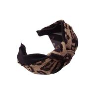 Sports Headband Woman's Fabric Hair Accessories Simple Leopard Print Solid Color Contrast Knotted Wide-brimmed Hairband Headband(Black)