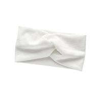 Sports Headband Women Girls Solid Color Headbands Knitted Cotton Hair Bands Vintage Cross Turban Bandage Bandanas HairBands Hair Accessories For Running, Cycling(White)