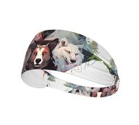Sports Headband Women Men, Breathable Sweat Band/Wolves and Reindeer print Athletic Hairbands, for Workout Running Gym