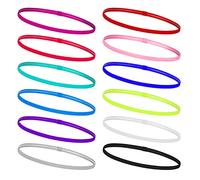 Sports Headbands Elastic Non-slip Headbands with Silicone Lined Sweatband for Women Men Yoga Tennis Running Golf Multicolor 12 Pieces