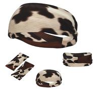 Sports Headbands for Men Women Moisture Wicking Athletic Sweatband Brown Cowhide Head Band Elastic Wide Hair Bands