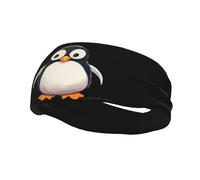 Sports Headbands for Men Women Moisture Wicking Sweatbands Cute Penguin Head Bands Soft Wide Hairband for Running Athletic Towel Headband
