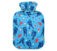 Sports Hockey Stars Blue Hot Water Bottle with Cover for Pain Relief Water Heating Pad for Period Cramps, 1L
