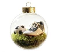 Sports Holiday Ornament, 8cm Funny Sport Clear Plastic Christmas Balls Baseball Golf Rugby Bowling Tennis Football Christmas Baubles for Xmas Tree, Memorial Gifts