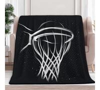 Sports Hoop Logo Throw Blanket Soft All Season Flannel Blanket Sofa Bed Lightweight Print Black, 130 x 150 cm Super Soft and Comfortable Warm Flannel Throw for Bed Chair Couch Home Office Car
