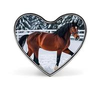 Sports Horses in The Snow Winter Buttons Pin Memorial Boutonniere for Wedding Groom Bride, Customize Lapel Heart Pin for Christmas, Men Women Costume Decorative Fashionable Brooches